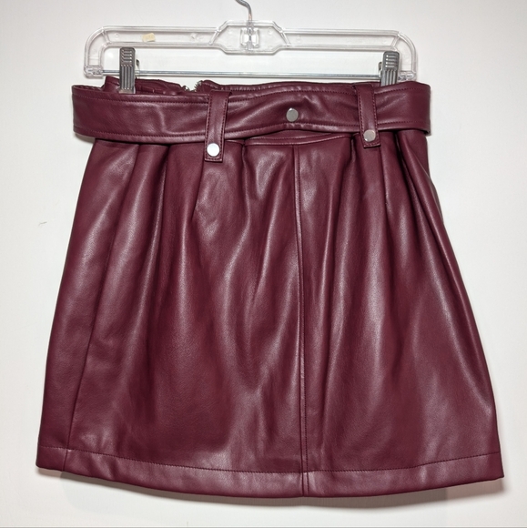 Avec Les Filles Maroon Zipper Mini Skirt Small - Picture 2 of 7